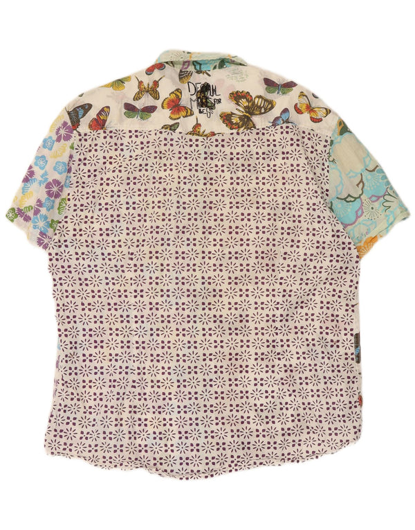 Desigual Camicia da uomo slim fit a maniche corte 2XL Patchwork multicolore