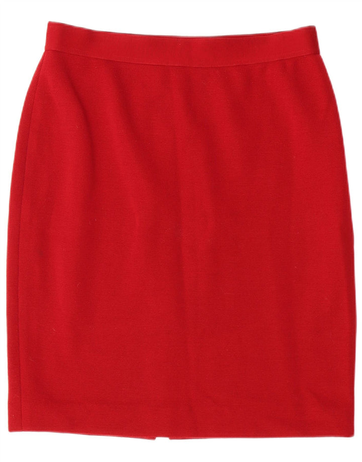 Gonna a tubino vintage da donna W32 grande in lana rossa