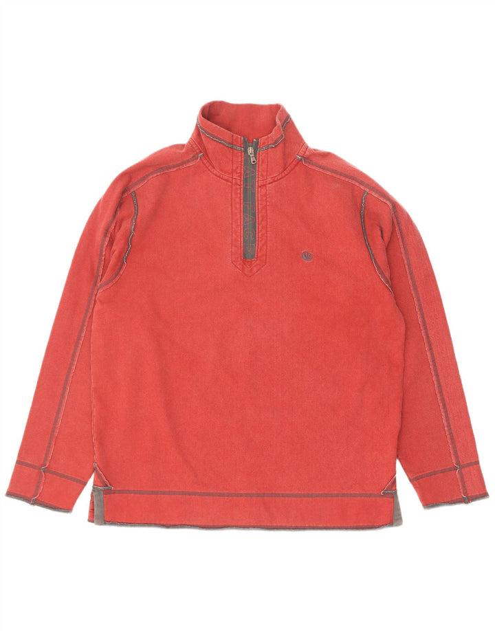 Felpa da uomo con collo con zip Fat Face, maglione, cotone marrone medio medio