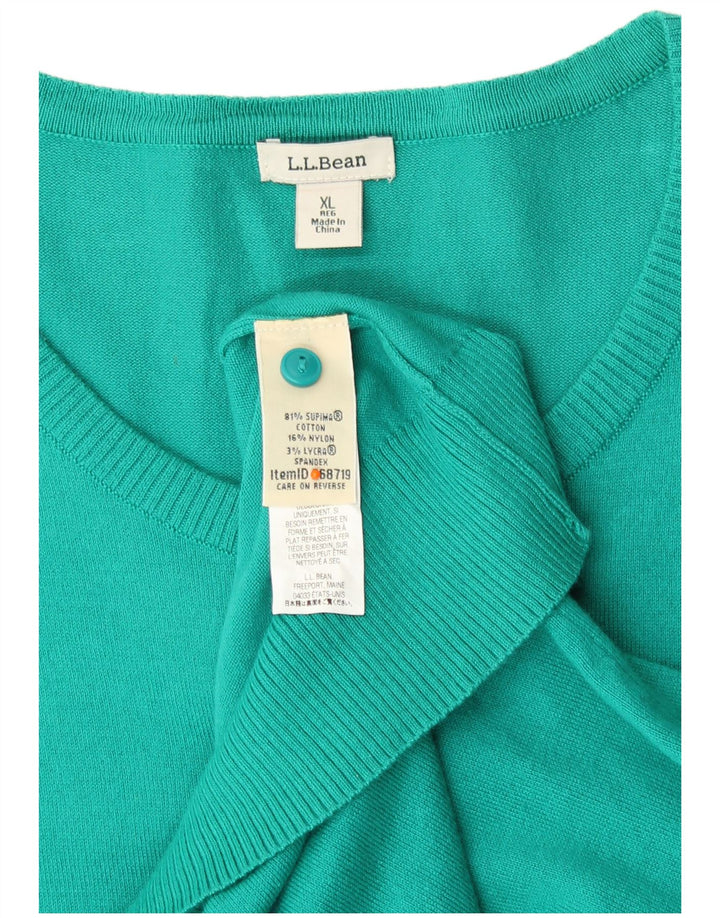 Maglione cardigan da donna L.L.BEAN UK 18 XL cotone turchese
