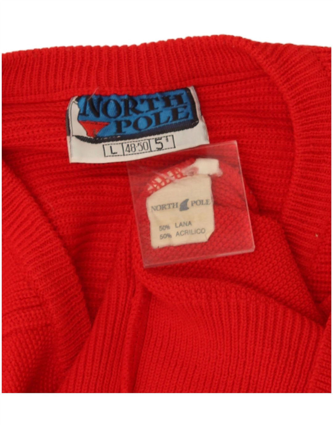 Maglione da uomo con scollo a V del Polo Nord, grande lana rossa
