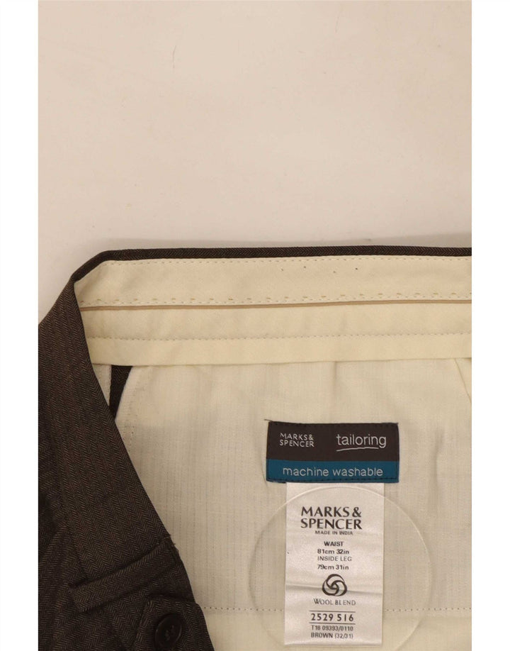 Pantaloni da abito con pegging da uomo Marks & Spencer W32 L31 poliestere marrone