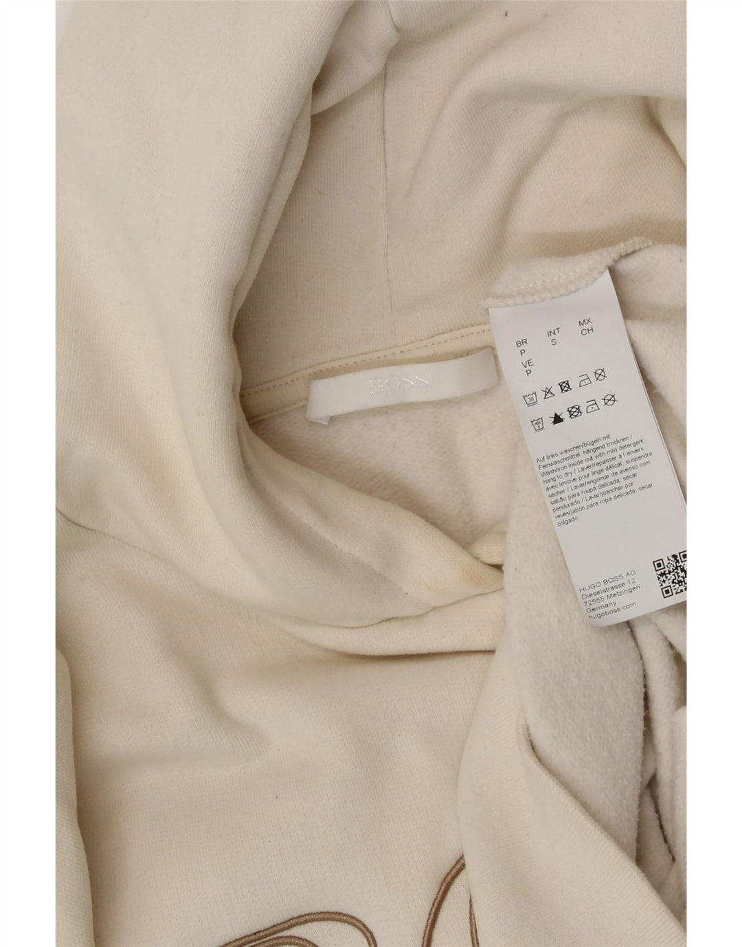 Maglione con cappuccio oversize grafico da donna HUGO BOSS UK 10 piccolo bianco sporco