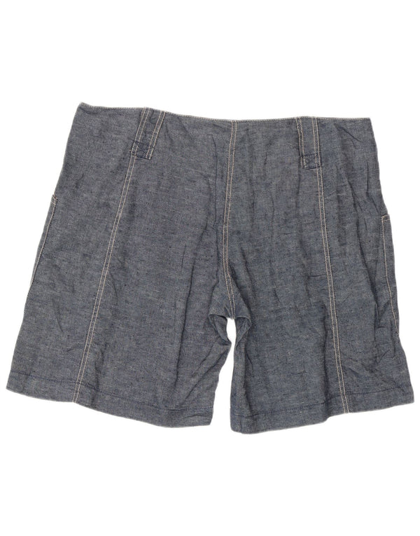 Marlboro Classics Womens Cargo Shorts IT 48 XL W38 Navy Blue Linen