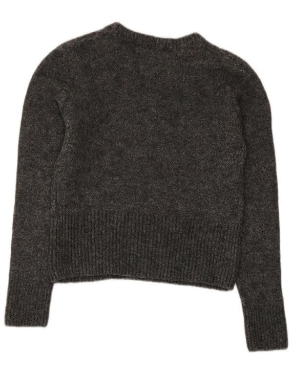 Maglione corto con scollo a barca da donna Zara UK 8 piccolo nylon grigio