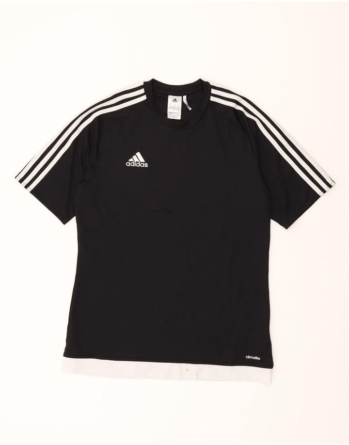 T-shirt ADIDAS da uomo Climalite Top medio nero in poliestere color block