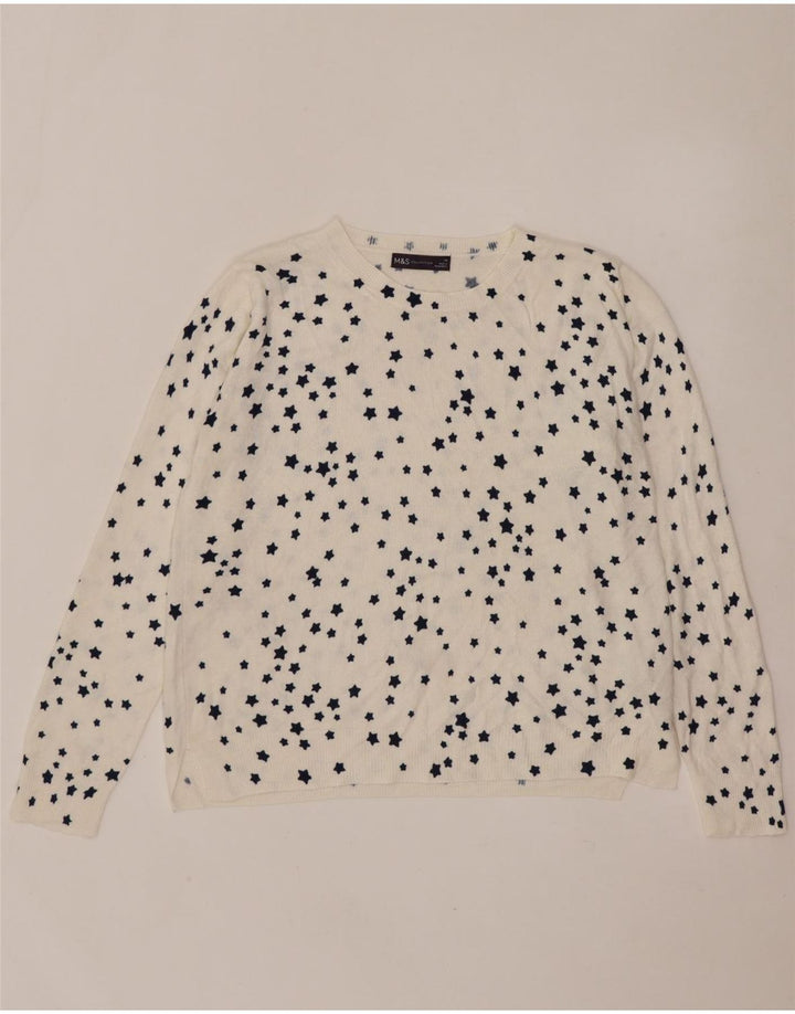 Maglione maglione con scollo a barca da donna Marks & Spencer UK 14 grande bianco