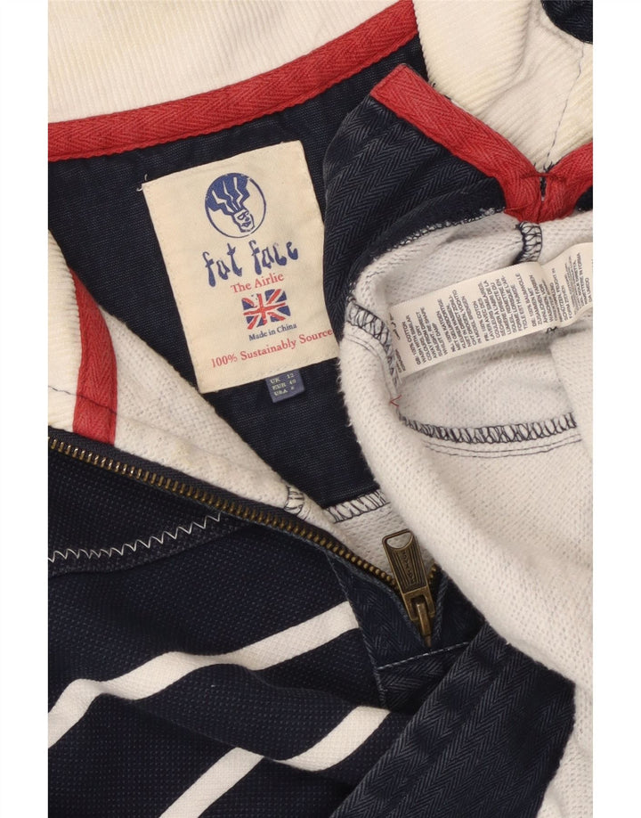 FAT FACE Felpa da donna con collo con zip Maglione UK 12 Medio a righe blu navy