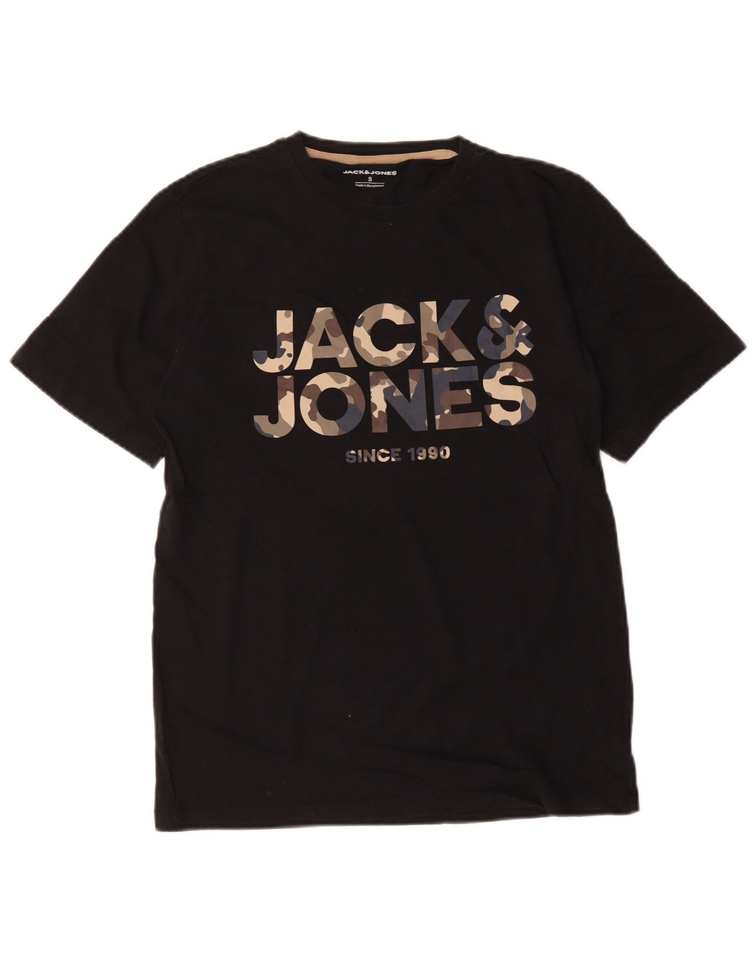 T-shirt grafica da uomo Jack & Jones Top piccola in cotone nero
