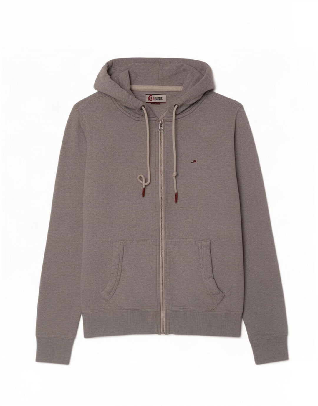 Maglione con cappuccio e zip da uomo Tommy Hilfiger grigio medio