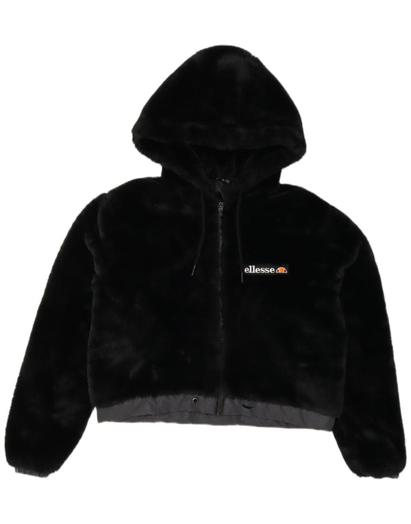 Giubbotto bomber oversize da donna Ellesse con orsetto con cappuccio UK 8 piccolo nero