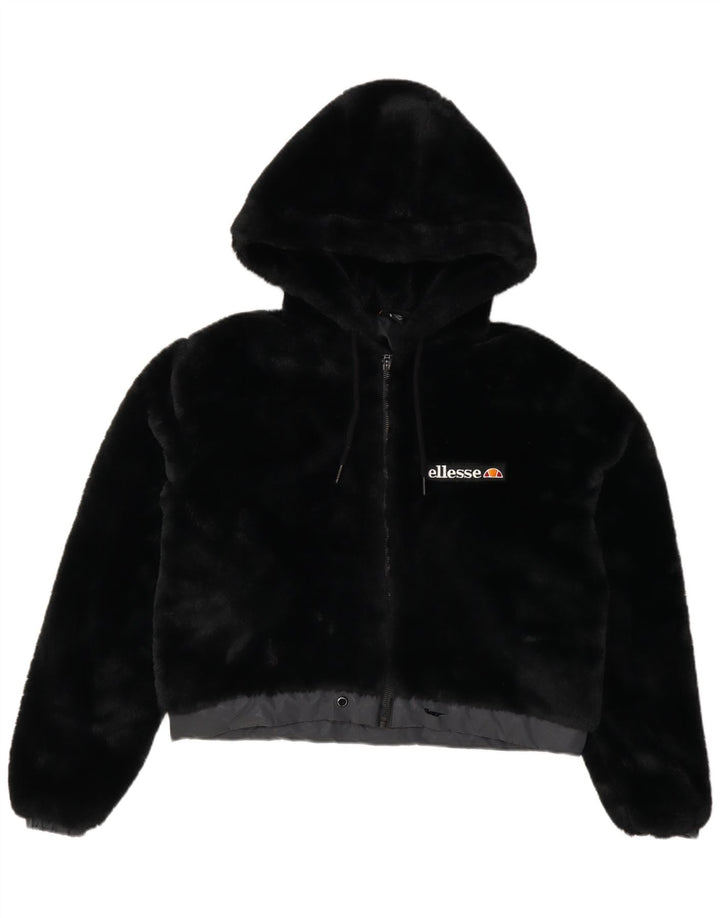 Giubbotto bomber oversize da donna Ellesse con orsetto con cappuccio UK 8 piccolo nero