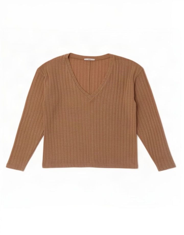Top corto da donna Zara a maniche lunghe UK 10 piccolo poliestere marrone