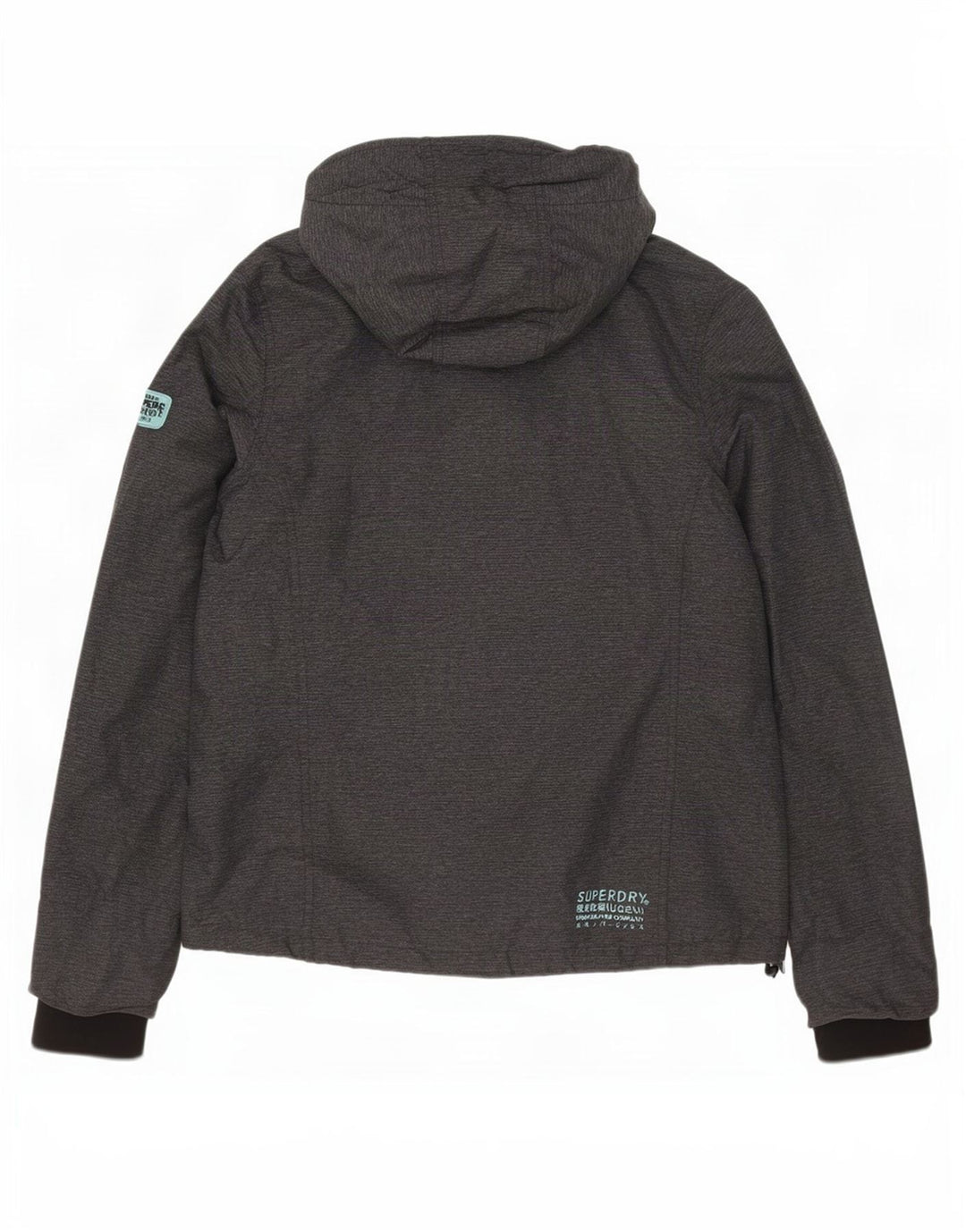 Giacca antipioggia da donna con cappuccio Superdry UK 16 grande nylon grigio
