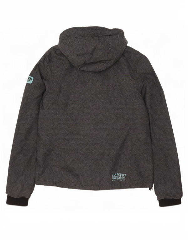 Giacca antipioggia da donna con cappuccio Superdry UK 16 grande nylon grigio
