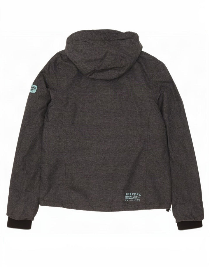 Giacca antipioggia da donna con cappuccio Superdry UK 16 grande nylon grigio
