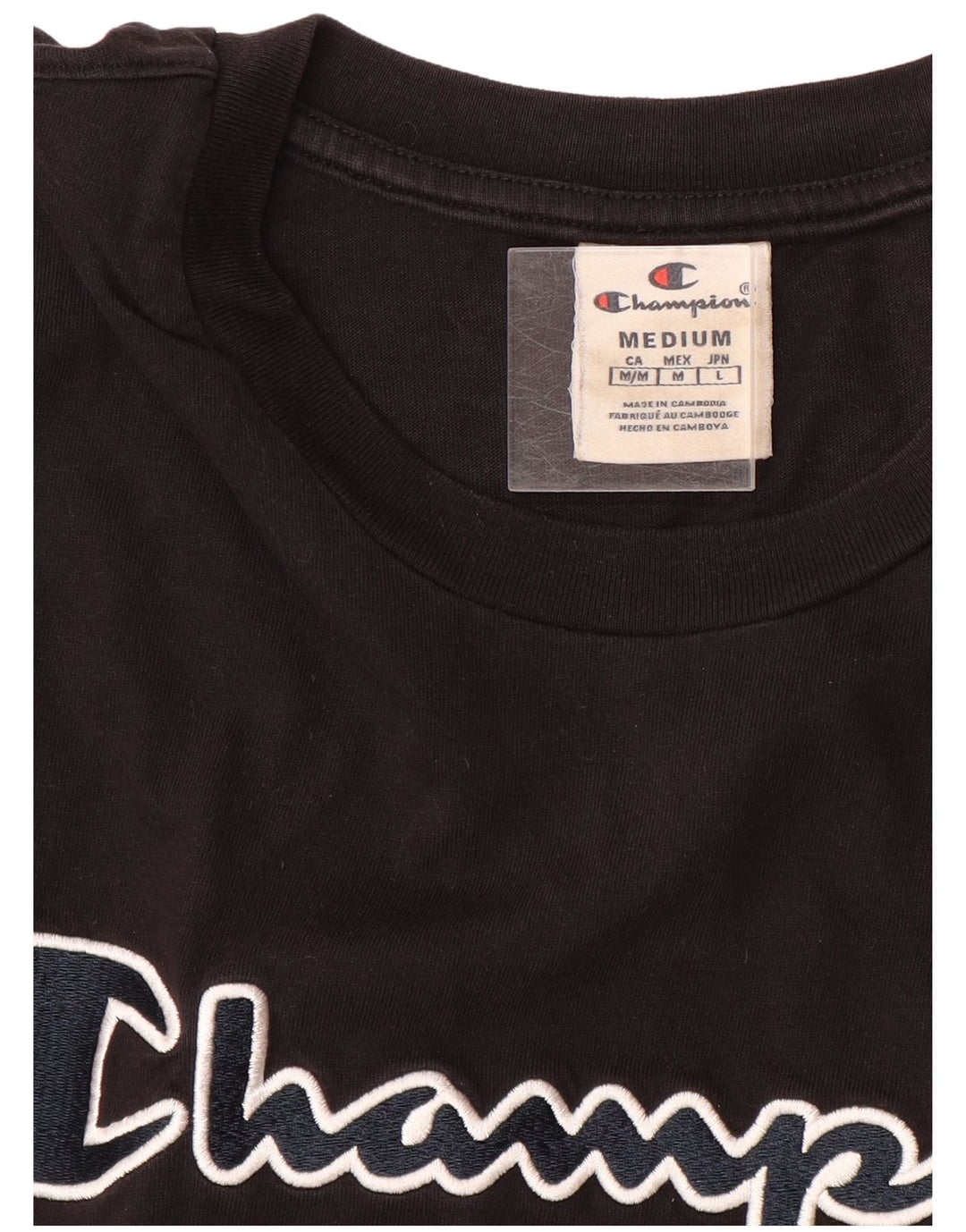T-shirt grafica da uomo Champion Top media nera