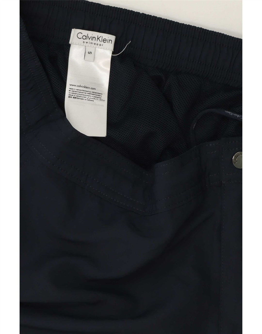 Pantaloncini da bagno da uomo Calvin Klein piccoli in poliestere blu navy