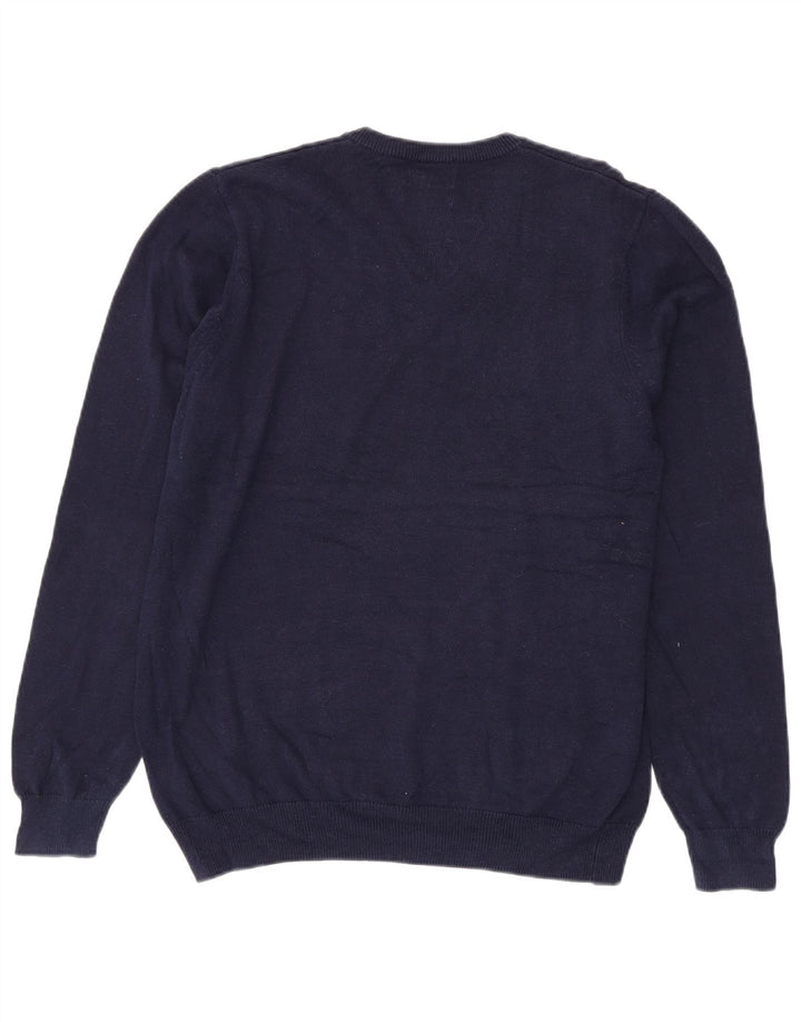 Maglione da uomo con scollo a V Marks & Spencer grande in cotone blu navy