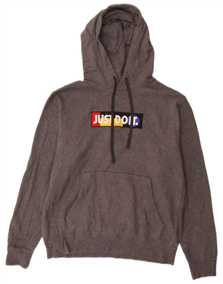 Felpa con cappuccio grafica Nike da uomo in cotone grigio medio