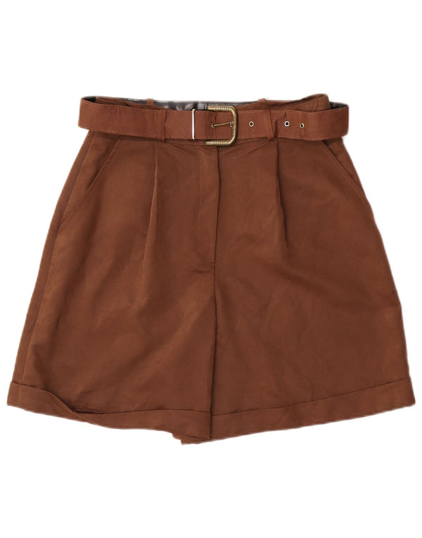 Pantaloncini chino con ancoraggi a vita alta da donna vintage IT 44 medi W26 marroni