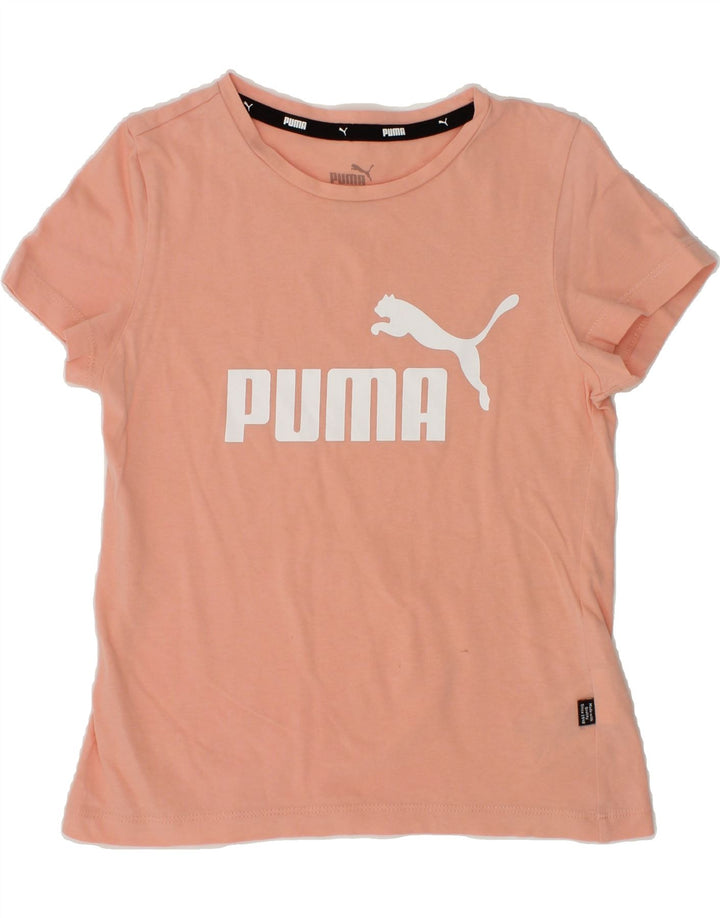 PUMA Girls Graphic T-Shirt Top 7-8 Years Beige Cotton | Vintage Puma | Thrift | Second-Hand Puma | Used Clothing | Messina Hembry 