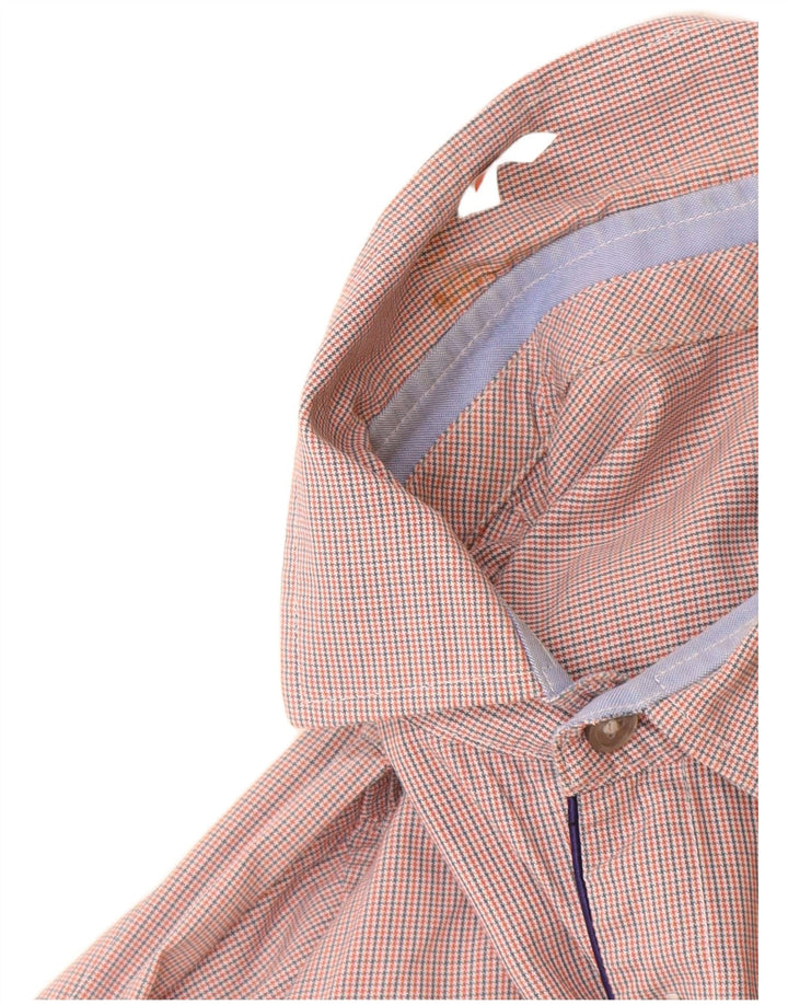 Camicia da uomo slim fit a quadri Hugo Boss grande cotone pied de poule arancione
