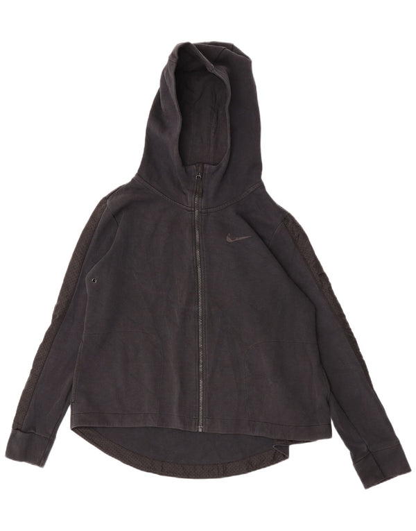 Felpa con cappuccio e zip da donna Nike UK 14 cotone nero medio