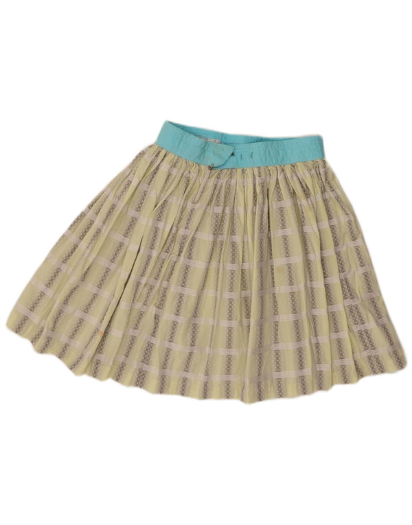 Gonna a pieghe vintage da donna W26 piccolo quadretto verde