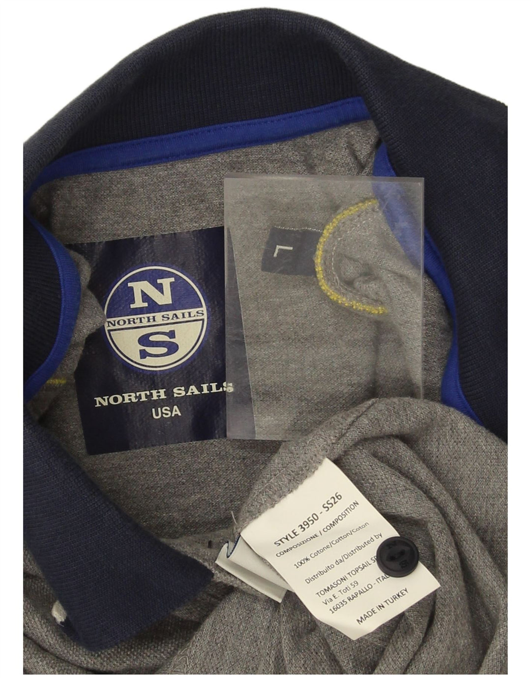 Polo grafica da uomo North Sails grande in cotone grigio