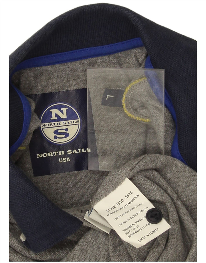Polo grafica da uomo North Sails grande in cotone grigio