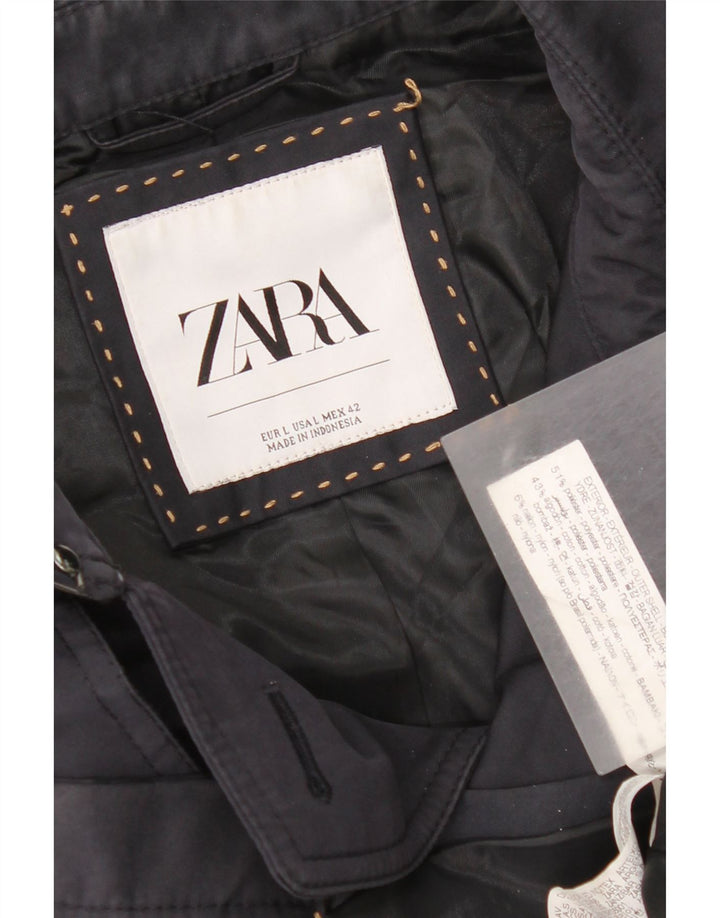 Trench da uomo Zara UK 40 grande poliestere blu navy