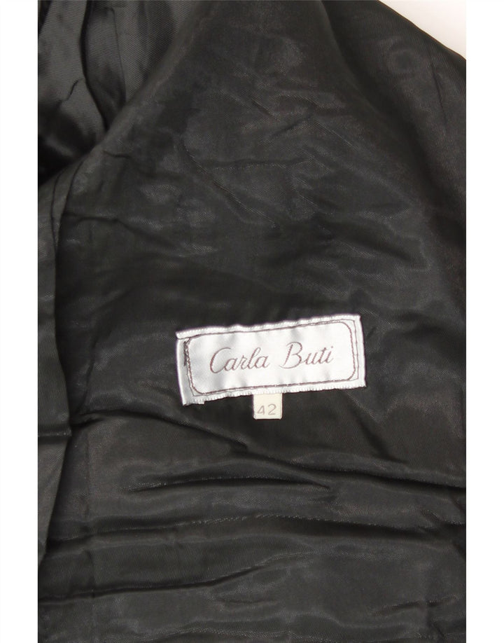 Giacca blazer da donna a 1 bottone in pelle scamosciata Carla Buti IT 42 media nera maculata