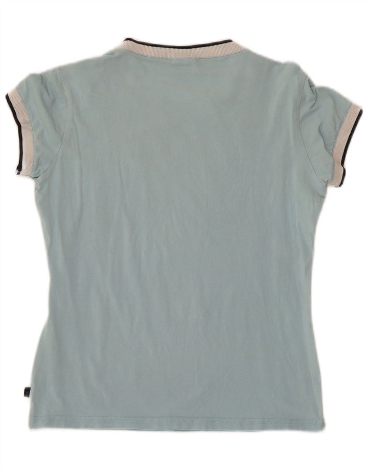 T-shirt grafica ASICS da donna Top UK 12 cotone blu medio