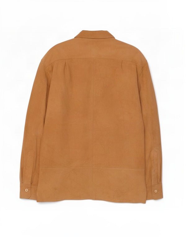 Camicia vintage da uomo in pelle scamosciata grande in pelle beige