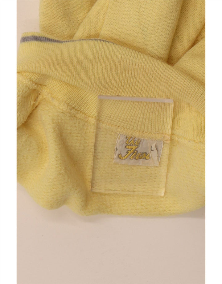 Felpa vintage da uomo con collo alto, maglione grande, cotone giallo