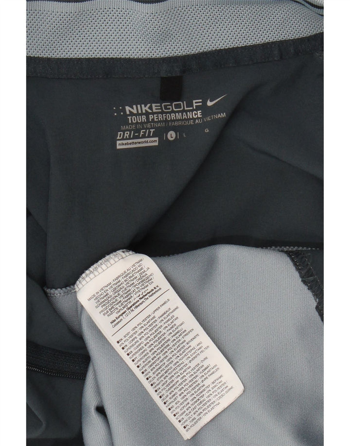 Maglia Nike da uomo Dri Fit con zip e collo a maniche lunghe, grande, in poliestere color block blu