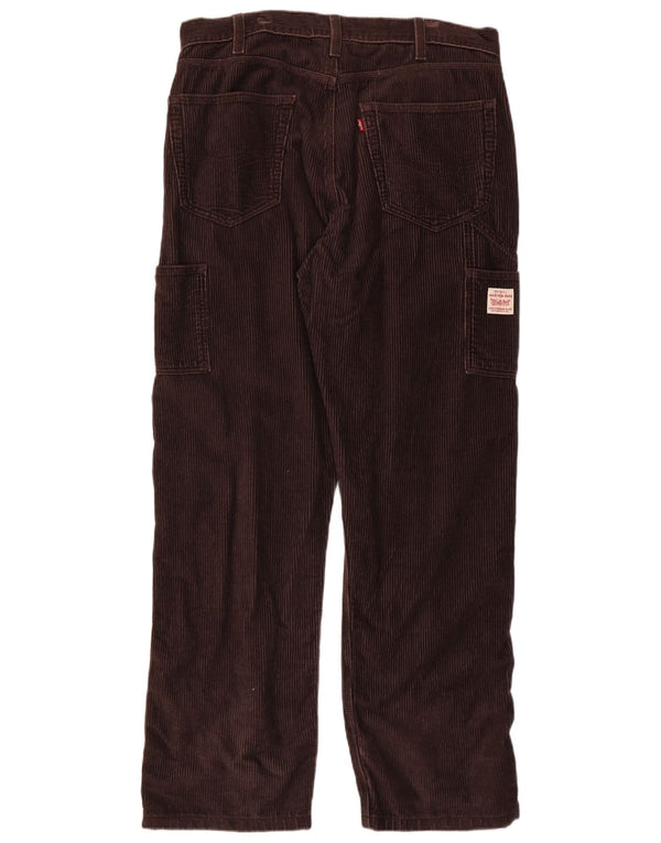 Pantaloni dritti da uomo in velluto a coste cargo Levi's W34 L34 in cotone marrone