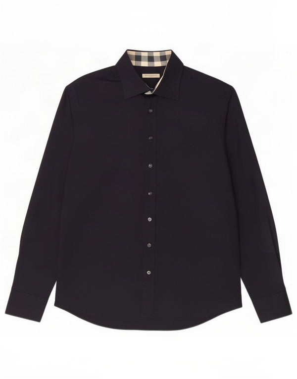 Burberry Camicia da uomo grande in cotone blu navy
