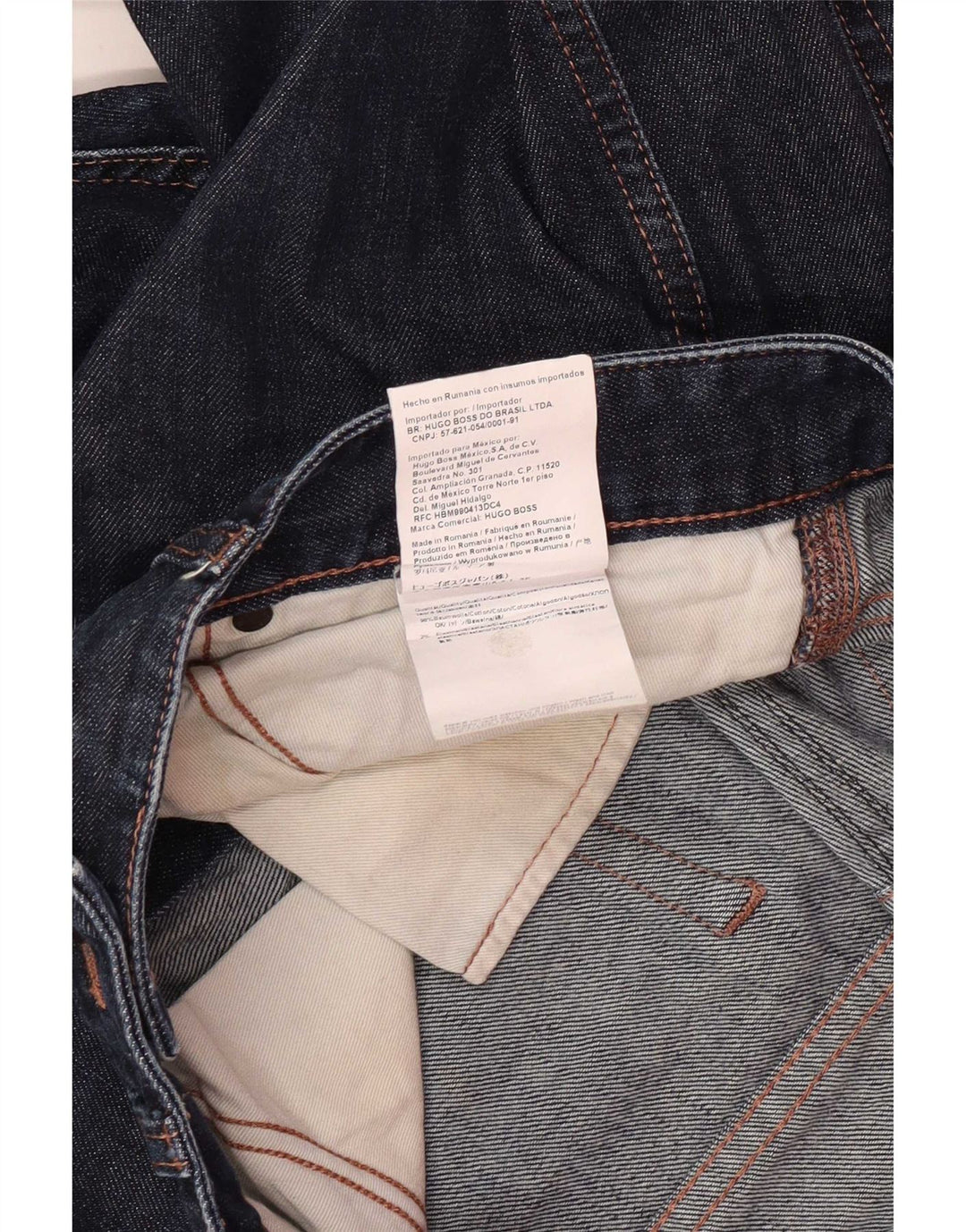 Jeans dritti da donna Hugo Boss W33 L26 cotone blu navy