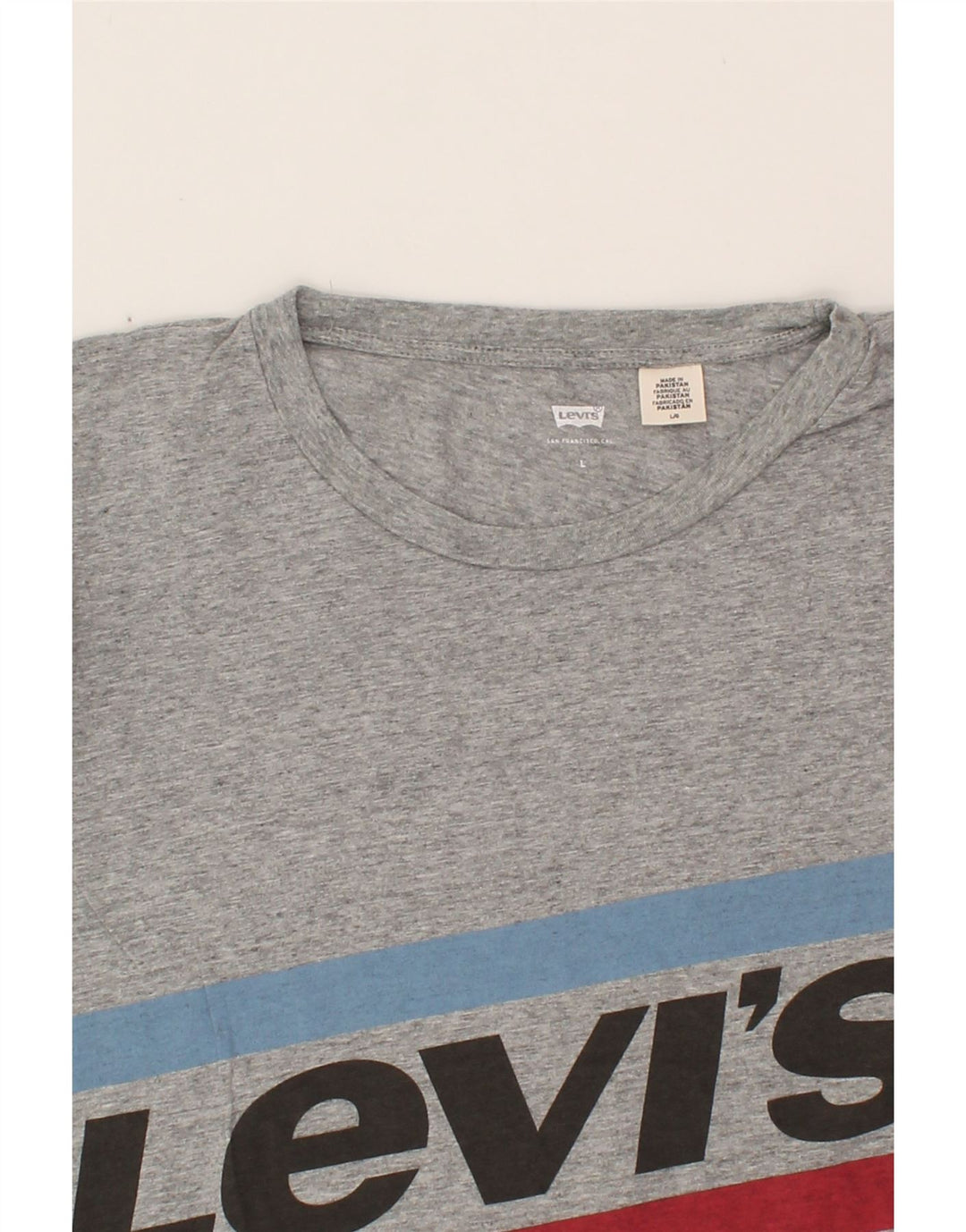 LEVI'S Mens Graphic T-Shirt Top Large Grey Cotton Vintage Levi's and Second-Hand Levi's from Messina Hembry 