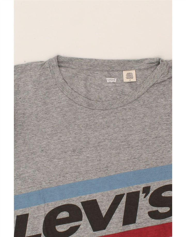 LEVI'S Mens Graphic T-Shirt Top Large Grey Cotton Vintage Levi's and Second-Hand Levi's from Messina Hembry 