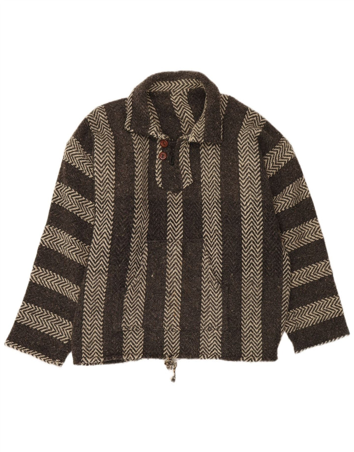 Maglione maglione collo alto da uomo VINTAGE XL grigio Chevron azteco