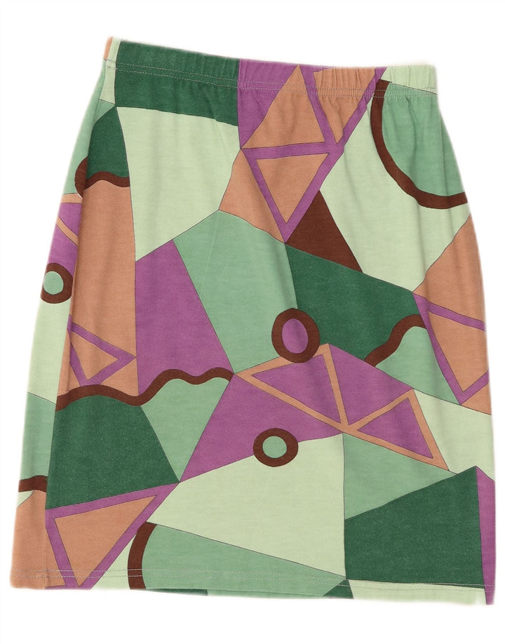 Gonna a trapezio da donna vintage grande W32 acrilico geometrico multicolore