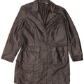 VINTAGE Womens Leather Coat UK 20 2XL Black