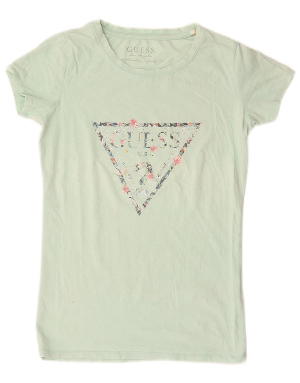 Guess T-shirt grafica da donna Top UK 12 Cotone verde medio