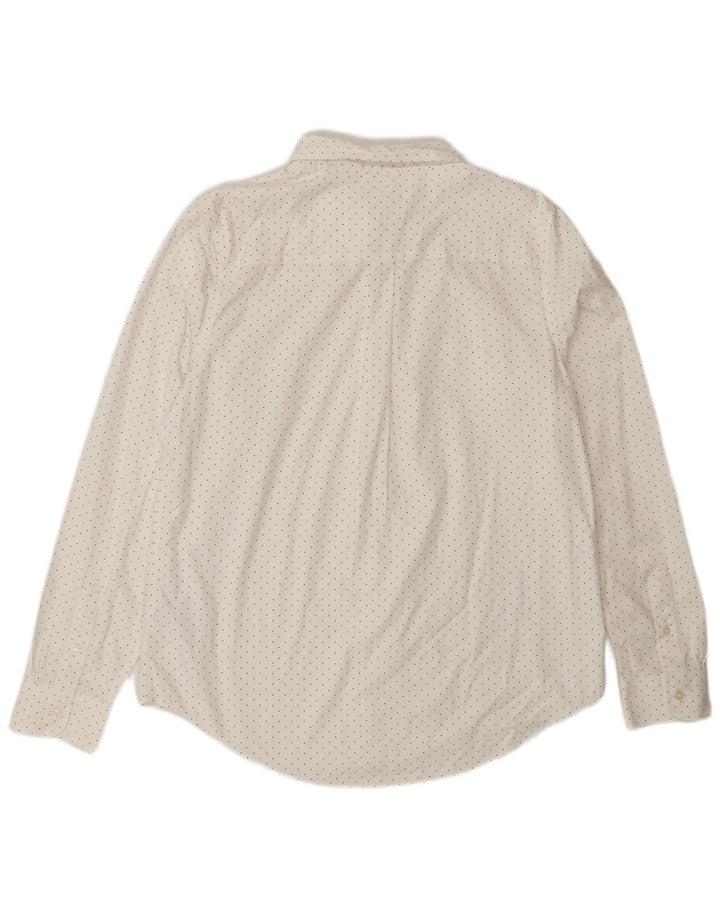 L.L.BEAN Womens Shirt UK 14 Medium White Polka Dot Cotton