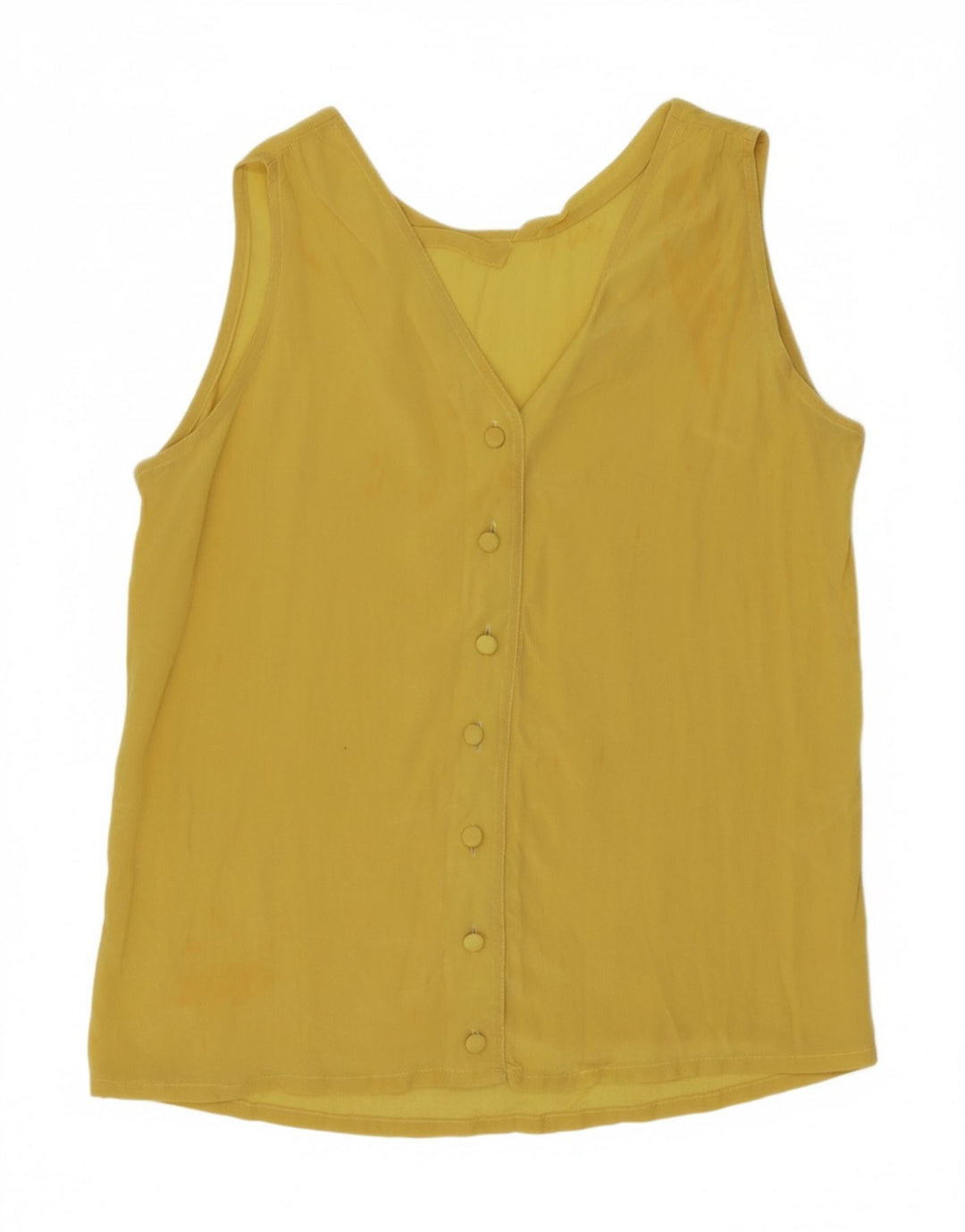 VINTAGE Womens Sleeveless See Through Top UK 12 Medium Yellow Vintage Vintage and Second-Hand Vintage from Messina Hembry 