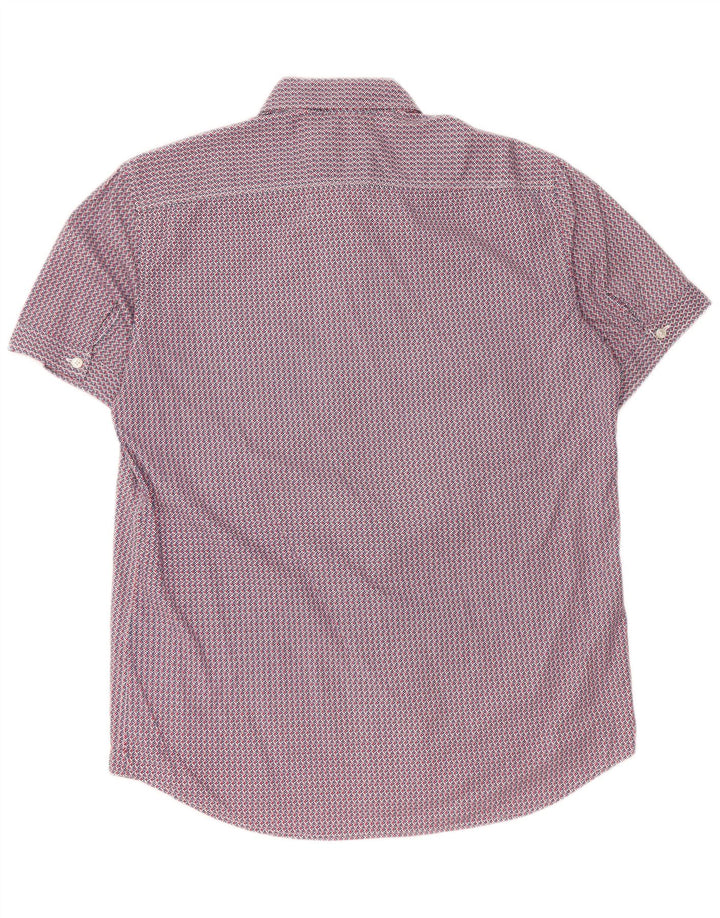 Camicia Carrera da uomo a maniche corte vestibilità regolare grande cotone geometrico rosso