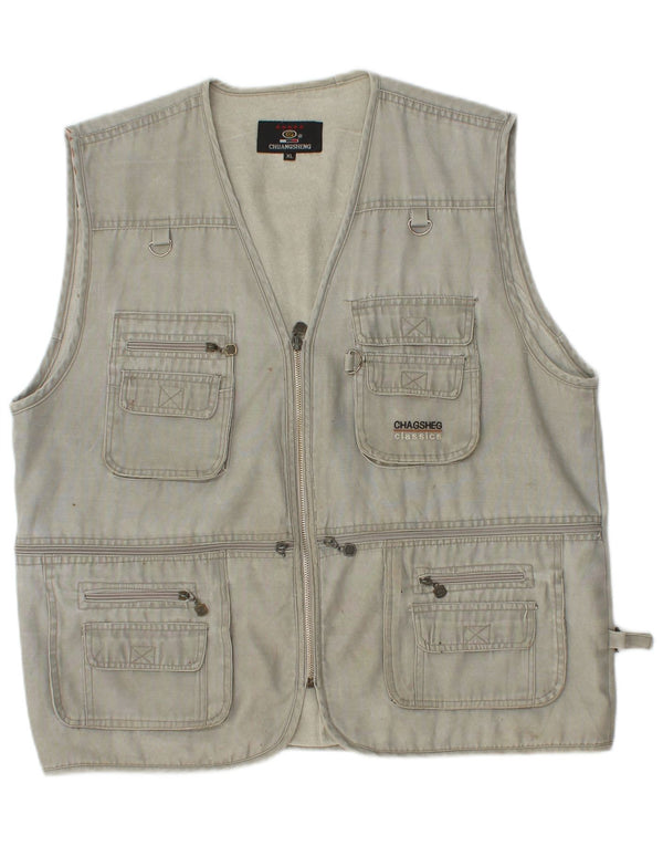 Gilet da uomo vintage UK 42 XL in cotone grigio
